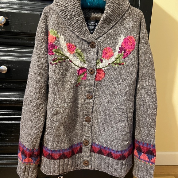 Cozy Sundance Lost Horizons Celia Rose Cardi Sweater, Hand-Knit Fleece Lined S/M - Picture 3 of 12